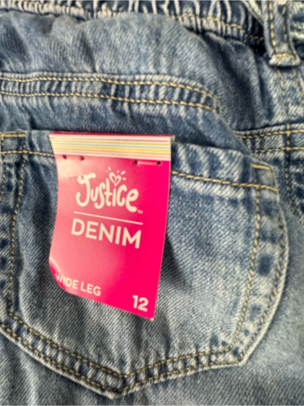 Justice Blue Wide-Leg Denim Jeans - Casual Utility Style